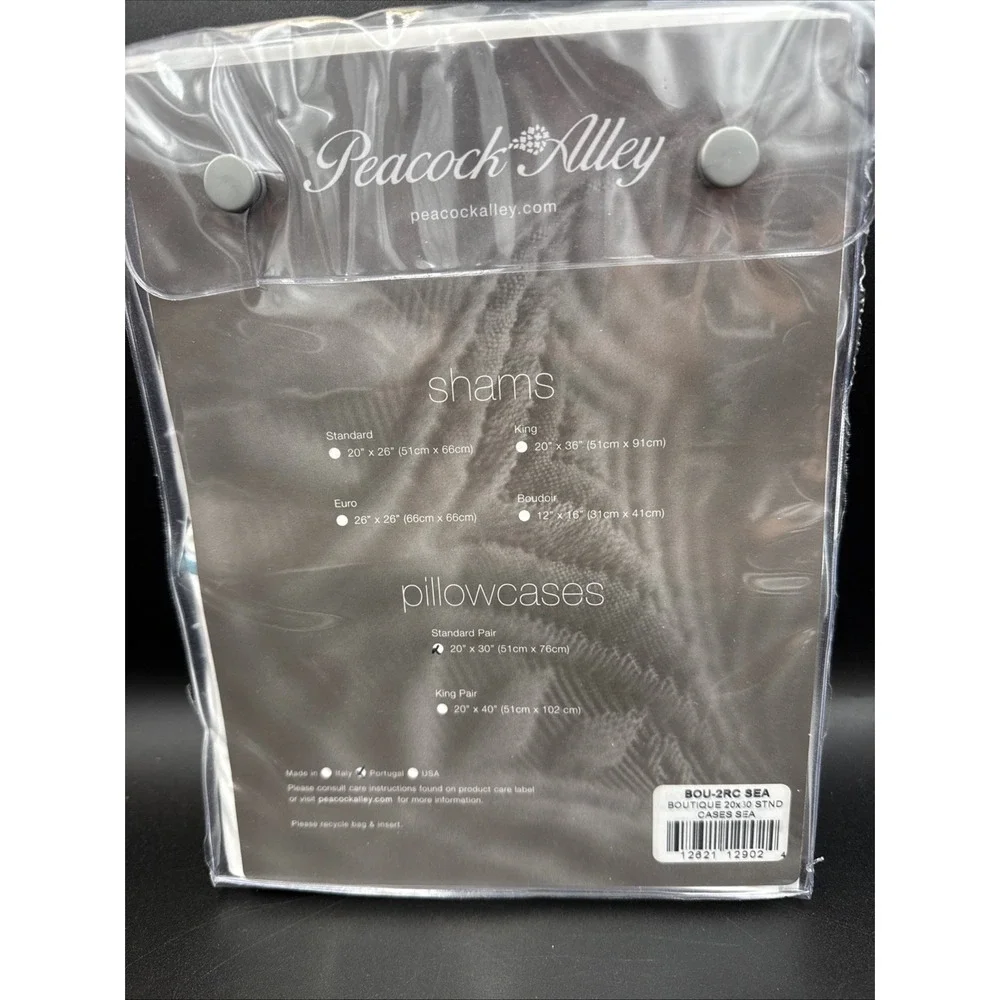 peacock alley pillow cases Boutique Sea Blue Standard Pair New